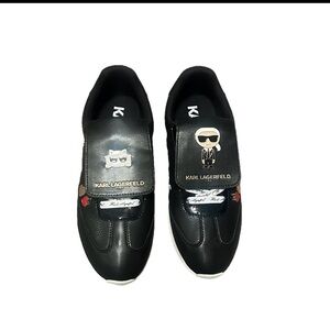 Karl Lagerfeld Black Sneakers with Character Graphics